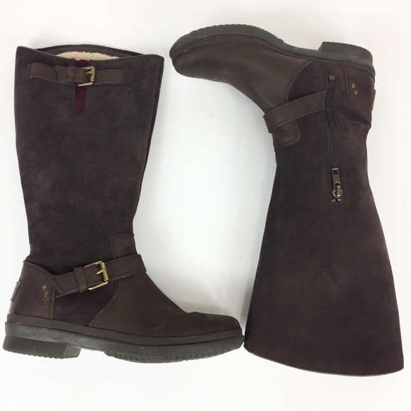UGG Australia Thomsen Brown Suede Leather Boots 6 - Picture 2 of 8
